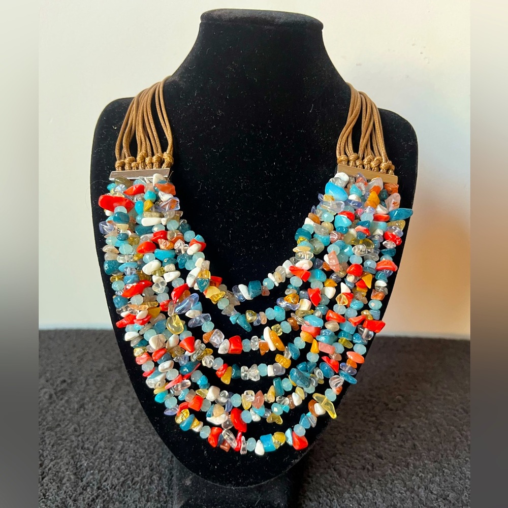 Kenneth Cole New York Multi Strand Semi-Precious Accent Necklace